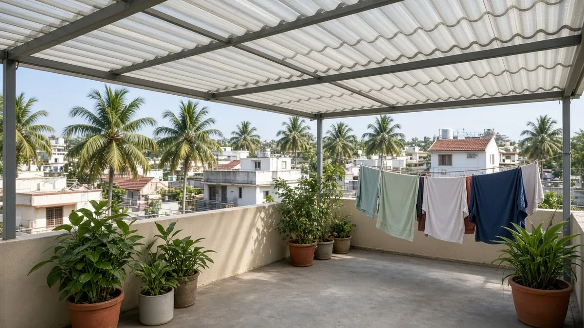 UPVC roofing sheet shade over a house terrace in Coimbatore